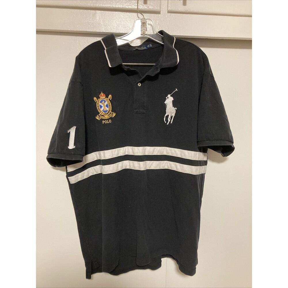 Polo Ralph Lauren Rugby Shirt 2XL Big Pony Custom Slim Fit Embroidered
